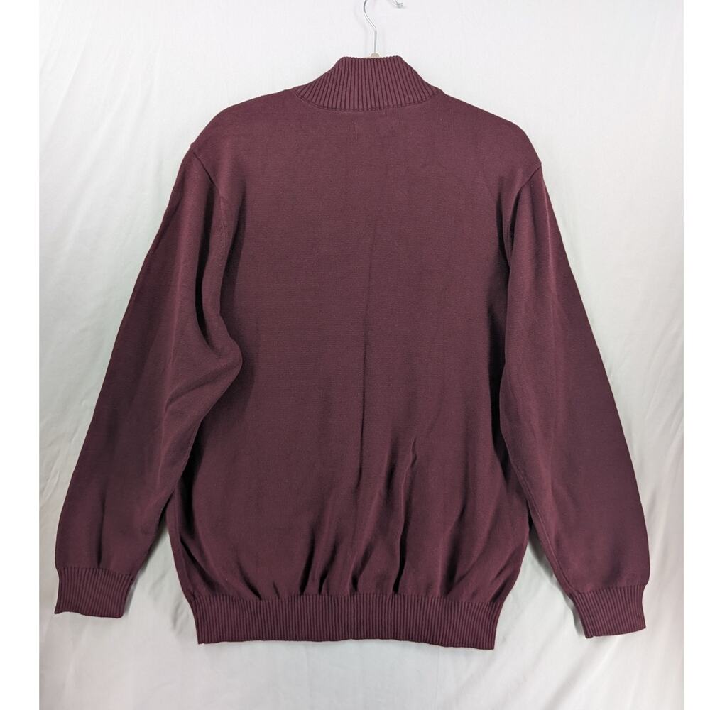 John Ashford Men's 1/4 Zip Sweater Striped Red Gray Large High Neck Long Sleeve - Picture 3 of 8